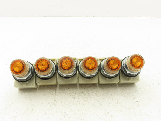 Square D 9001-KM1 Amber Guarded 30mm Push Button Switch Contactor Block Lot of 6