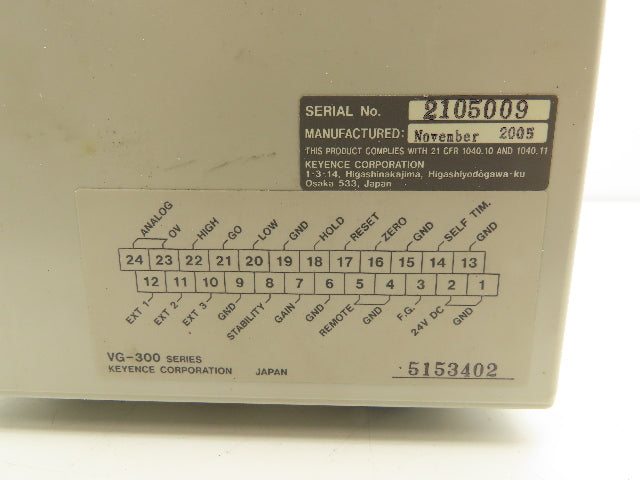 Keyence VG-301 Laser Micrometer Amplifier Unit 24VDC 38W 670NM 330MA
