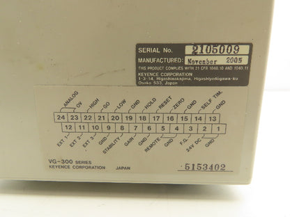 Keyence VG-301 Laser Micrometer Amplifier Unit 24VDC 38W 670NM 330MA