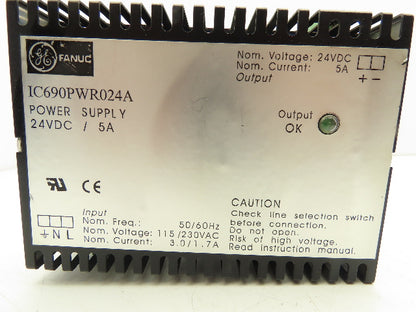 GE Fanuc IC690PWR024A Power Supply 24VDC 5A 115/230VAC 3.0/1.7A