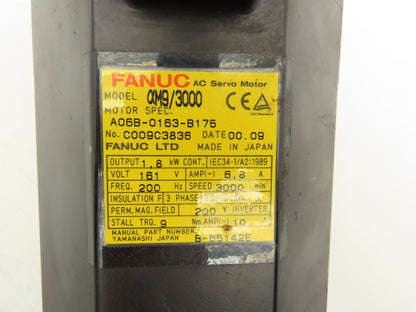 Fanuc A06B-0163-B175 Servo Motor 1.8kw 3000 RPM w/A860-0360-V501 Pulsecoder Aa64