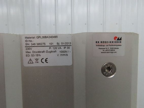 Rose Krieger QPL35BA340490 RK Powerlift Column Linear Actuator 230V 2000N