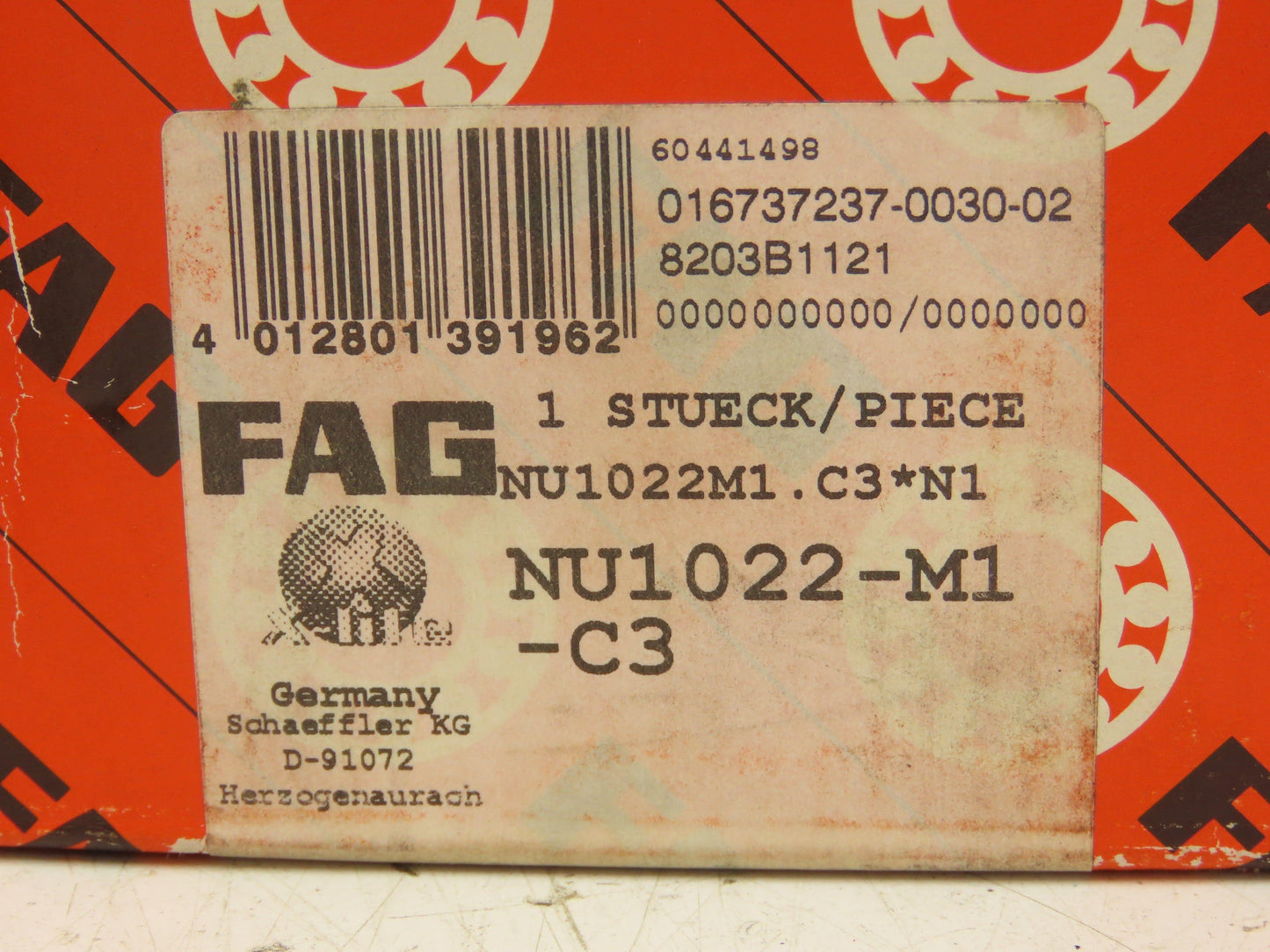 Fag NU1022M1.C3 Cylindrical Roller Bearing 110mm ID 170mm OD 28mm W