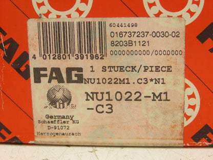 Fag NU1022M1.C3 Cylindrical Roller Bearing 110mm ID 170mm OD 28mm W