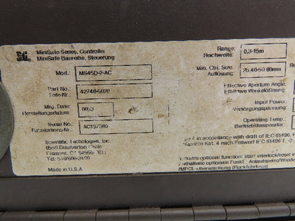 STI Scientific Technologies MS45D-2-AC Light Curtain Controller 115/230VAC