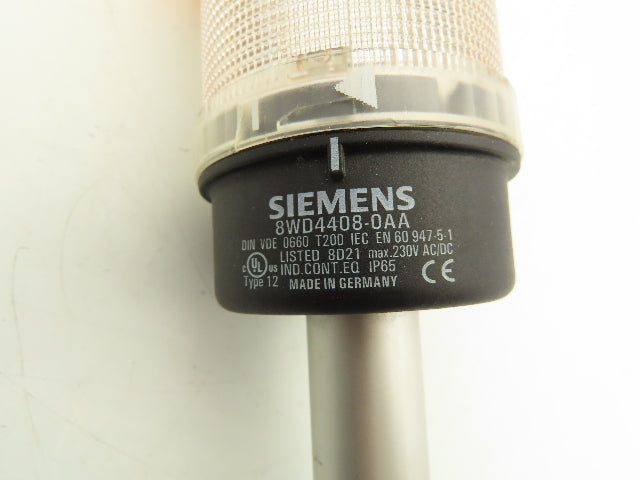 Siemens 8WD4408-0AA Signaling Column Stack Light Tower Red Amber Clear 70mm 230V