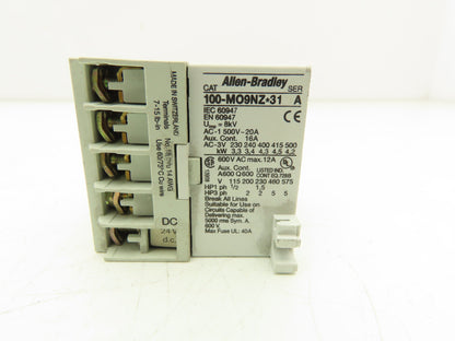 Allen Bradley 100-MO9NZ Motor Starter Contactor Block 20Amp 600V 3 Pole Lot of 6