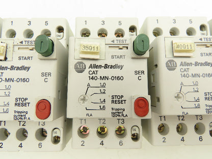 Allen Bradley 140-MN-0160 Manual Motor Starter Breaker 1.6A Variable Lot of 6