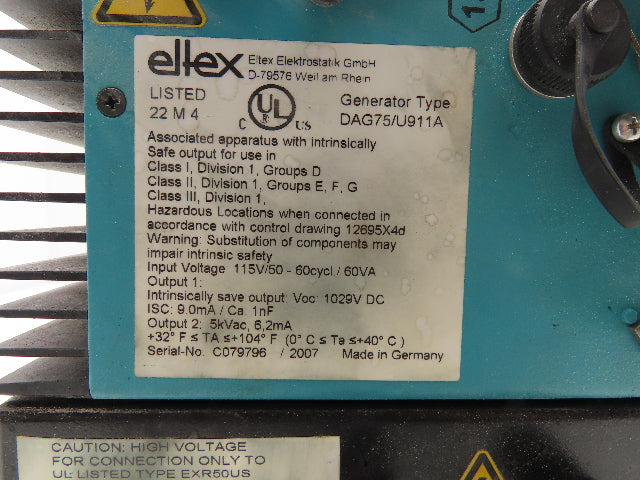Eltex DAG75 High Voltage Generator Power Supply 115V Input DC Output
