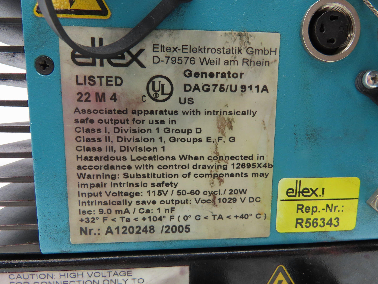Eltex DAG75 High Voltage Generator Power Supply 115V Input DC Output