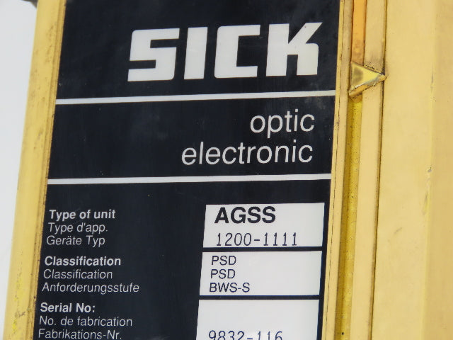 Sick Optic AGSE 1200-1111 Safety Light Curtain Sender Transmitter 1183mm x 6m