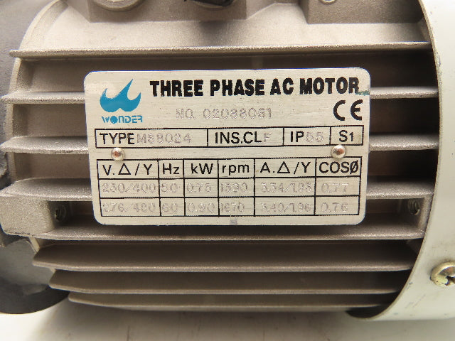 Wonder MS8024 AC Motor 0.9kW 1670RPM 276/480VAC 3PH 71 Frame