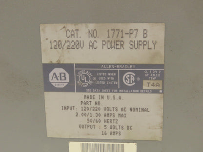 Allen Bradley 1771-P7 120/220 AC Power Supply Series B Lot of 3