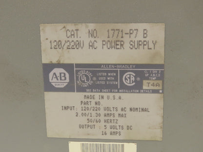 Allen Bradley 1771-P7 120/220 AC Power Supply Series B Lot of 3