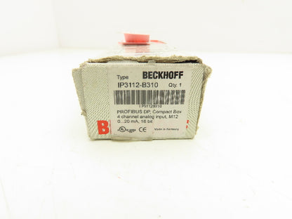Beckhoff IP3112 B310-0000 Fieldbus Box 4-Channel Analog Input PROFIBUS 16 Bit