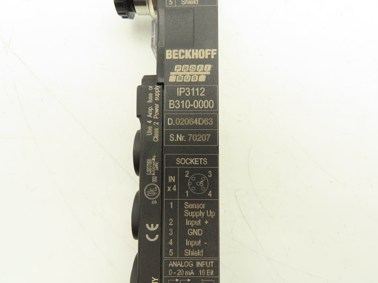 Beckhoff IP3112 B310-0000 Fieldbus Box 4-Channel Analog Input PROFIBUS 16 Bit