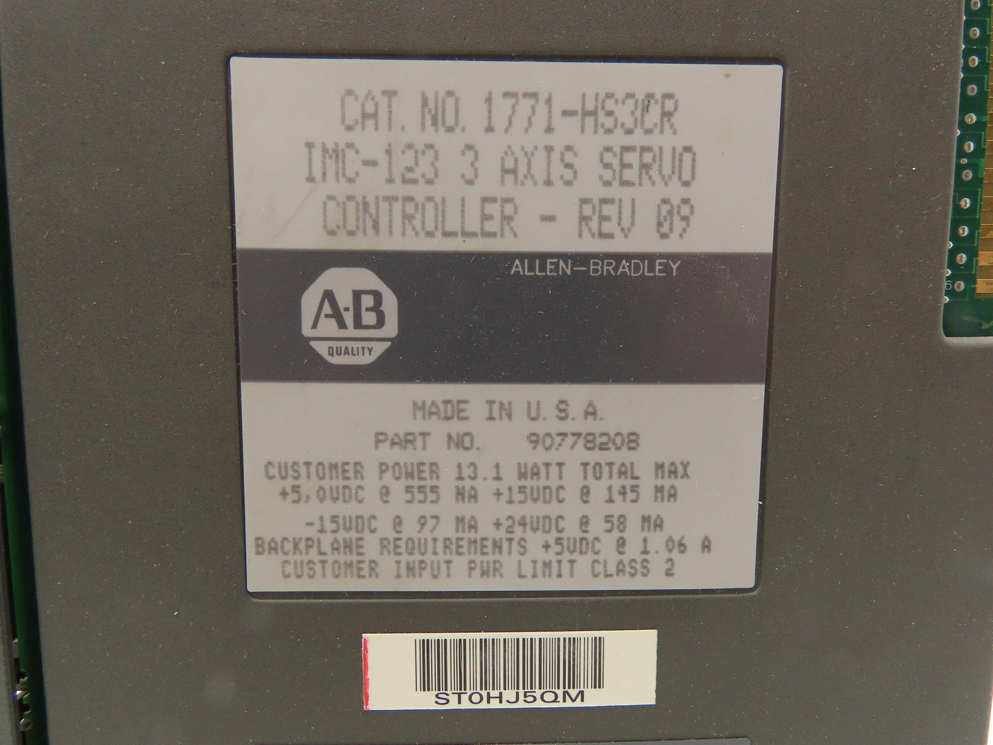Allen Bradley 1771-HS3CR IMC-123 3 Axis Servo Controller Rev 14 Rev 09 Lot of 3