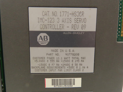 Allen Bradley 1771-HS3CR IMC-123 3 Axis Servo Controller Rev 14 Rev 09 Lot of 3