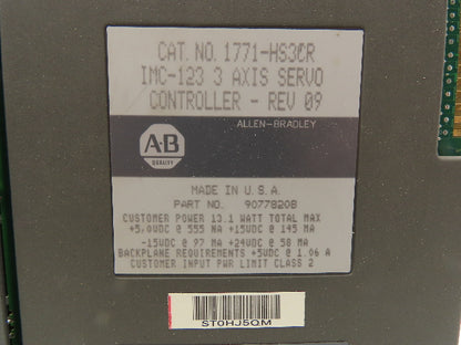 Allen Bradley 1771-HS3CR IMC-123 3 Axis Servo Controller Rev 14 Rev 09 Lot of 3