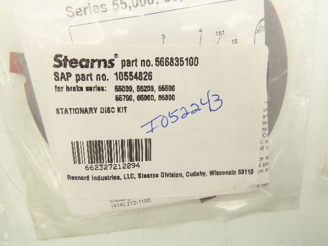 Stearns 566835100 Clutch Brake Stationary Disc Kit 55000 Series  Lot of 8