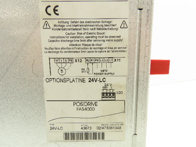 FAS FAS4028 Posidrive 3 Pole 400VAC Input 4.0A Output 1.5kW Motor