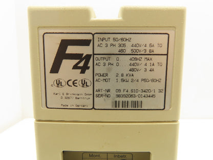 KEB F4 VFD 3PH 0-409Hz 0-480VAC 1.5kW Output