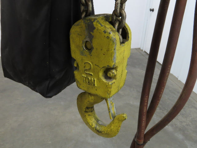 Yale KAL 2 Ton 4000Lb Pneumatic Air Chain Hoist 10' Lift Pendant & Push Trolley