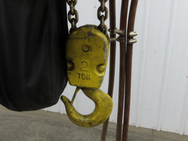 Yale KAL 2 Ton 4000Lb Pneumatic Air Chain Hoist 10' Lift Pendant & Push Trolley