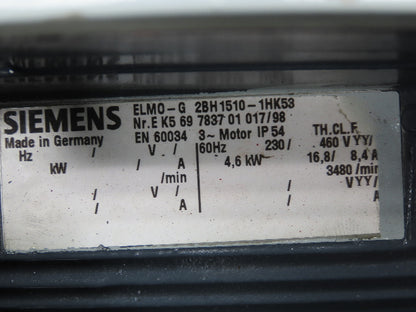 Siemens ELMO-G 2BH1510-1HK53 2" Vacuum Blower 6Hp 230/460V 3PH