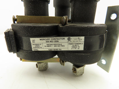 MDI 335NO-120A Mercury Contactor Relay 120VAC Coil 3 Pole Lot Of 2