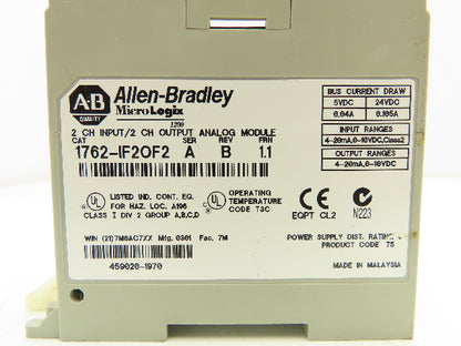 Allen Bradley 1762-IF2OF2 MicroLogix 1200 Analog I/O Module Missing Cover