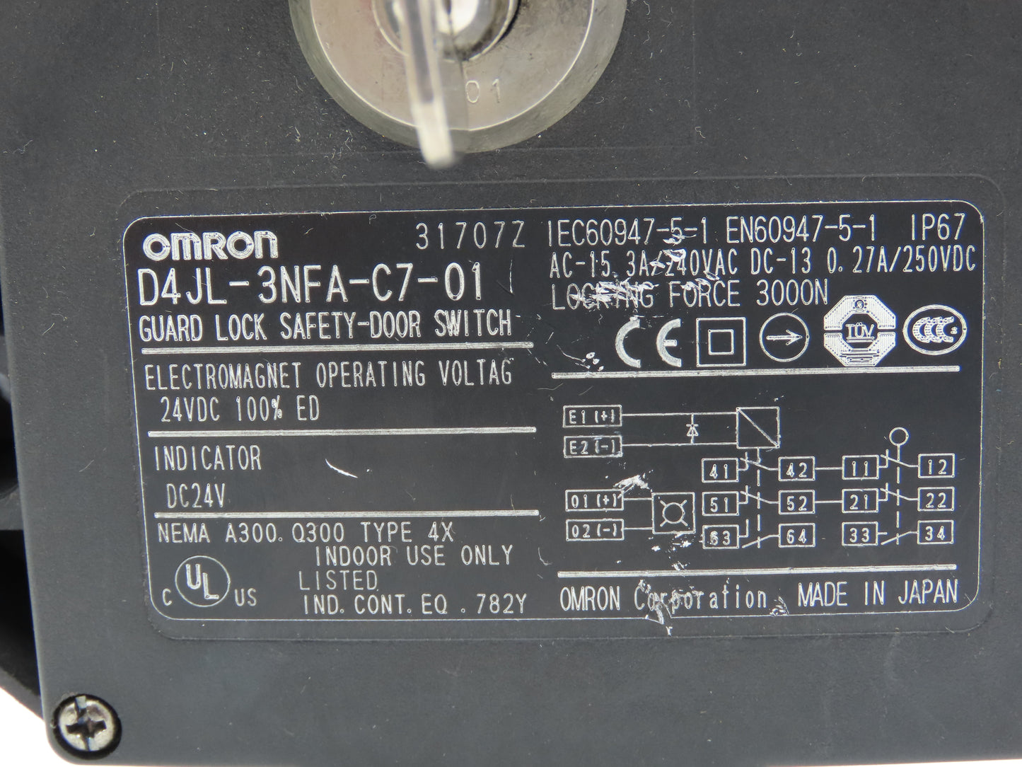 Omron D4JL-3NFA-C7-01 Guard Lock Safety-Door Switch Interlock Solenoid Release