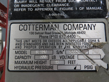 Cotterman ML15W Maxi-Lift 15' Manual Man Lift Elevating Work Platform Ladder