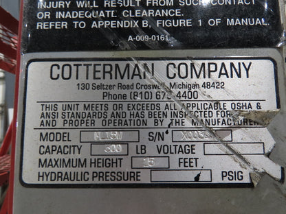 Cotterman ML15W Maxi-Lift 15' Manual Man Lift Elevating Work Platform Ladder