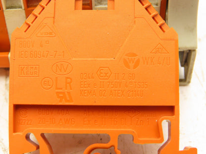 VDE Morsettitalia Wago AP 2.5-4 Terminal Block 600V DIN Rail Lot of 91