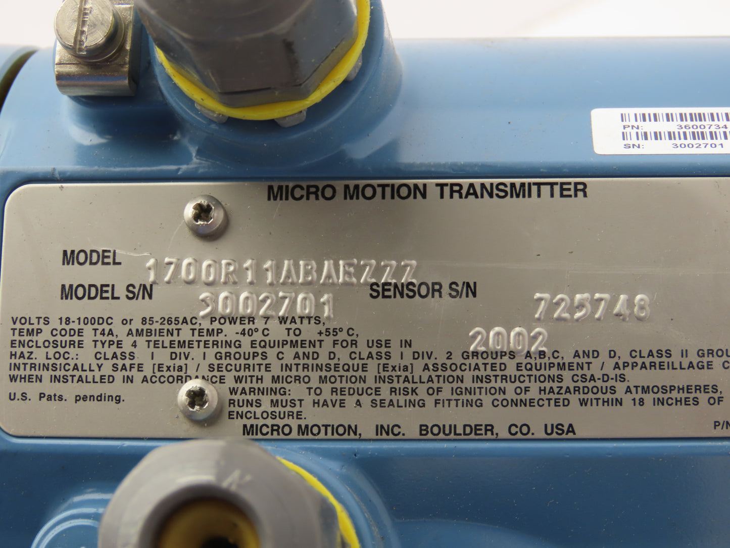 Emerson Micro Motion 1700 Variable Flow Transmitter 1700R11ABAEZZZ
