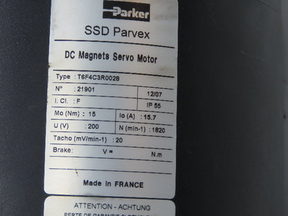 Parker T6F4C3R0028 SSD Parvex DC Servo Motor 1820 RPM