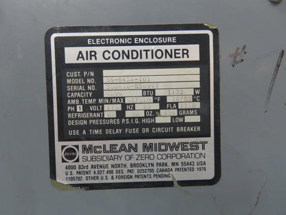 Mclean Midwest 36-0416-101 Electrical Enclosure Air Conditioner 4000 BTU 115V