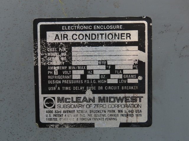 Mclean Midwest 36-0416-101 Electrical Enclosure Air Conditioner 4000 BTU 115V