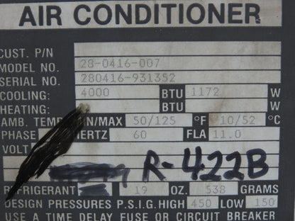 Mclean Midwest 28-0416-007 Electrical Enclosure Air Conditioner AC 4000 BTU 115V