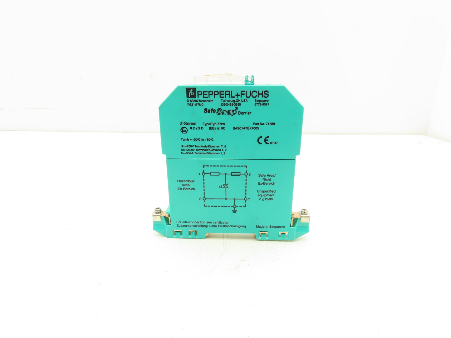 Pepperl+Fuchs Z728 Safe Snap Zener Barrier 28VDC 93mA 1 Channel Lot Of 5