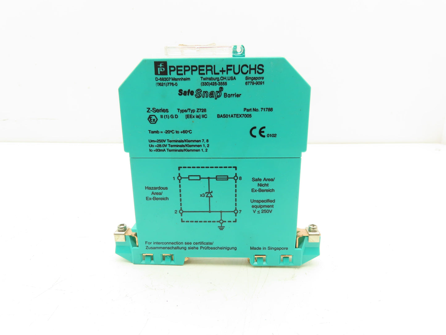 Pepperl+Fuchs Z728 Safe Snap Zener Barrier 28VDC 93mA 1 Channel Lot Of 5