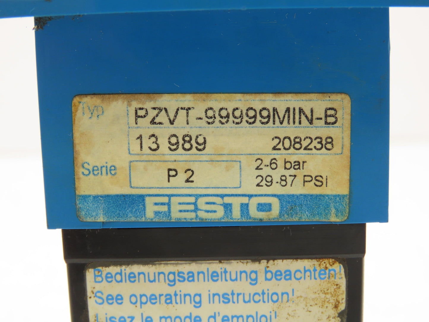 Festo PZVT-99999MIN-B Pneumatic Timer 2-6 bar 29-87 PSI
