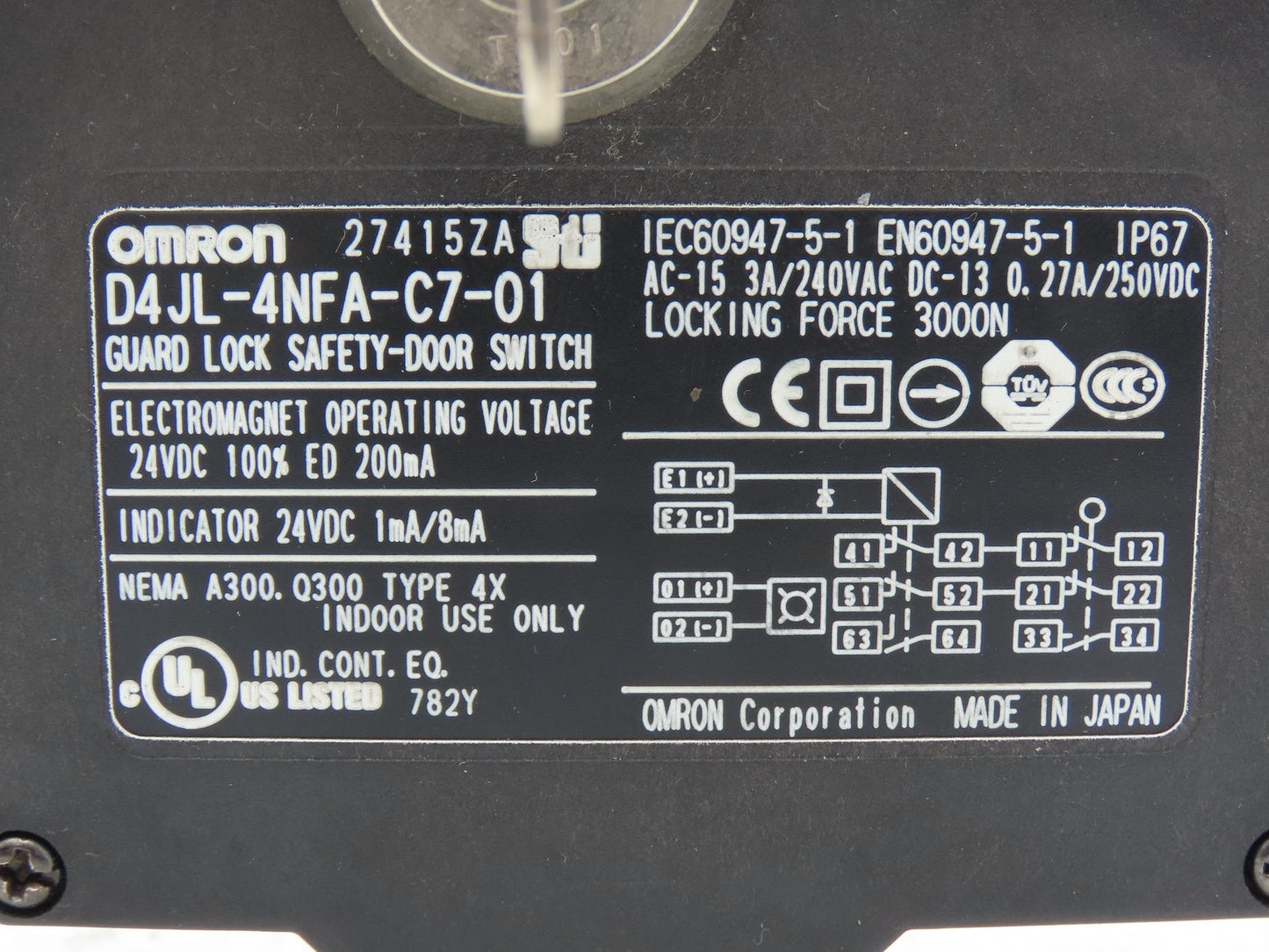 Omron D4JL-4NFA-C7-01 Guard Lock Safety-Door Switch Interlock Solenoid Release
