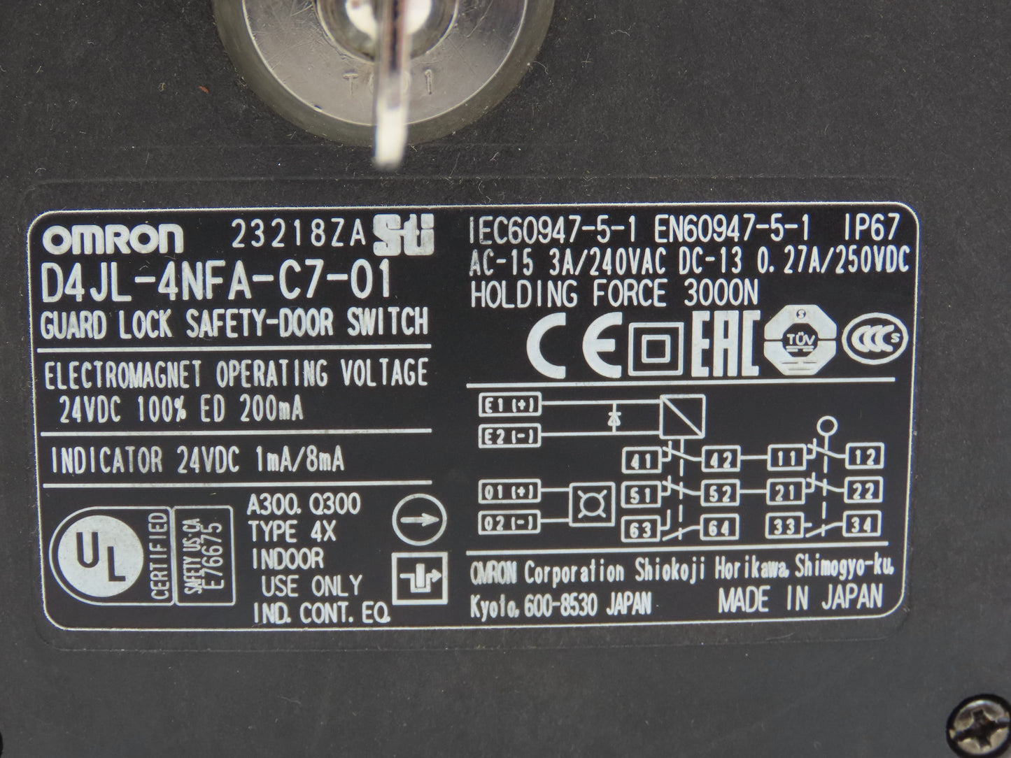 Omron D4JL-4NFA-C7-01 Guard Lock Safety-Door Switch Interlock Solenoid Release
