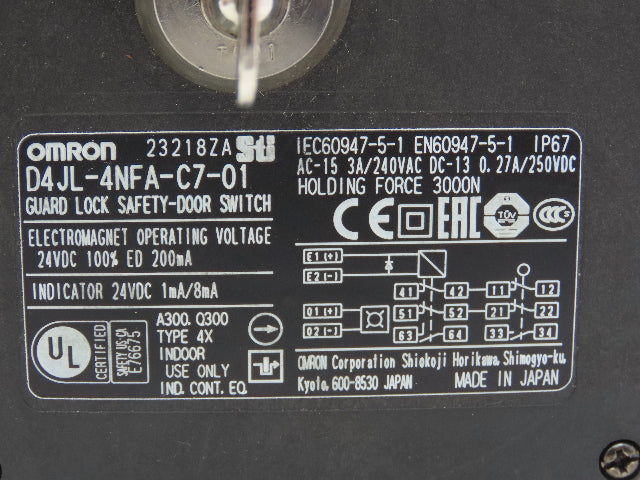 Omron D4JL-4NFA-C7-01 Guard Lock Safety-Door Switch Interlock Solenoid Release