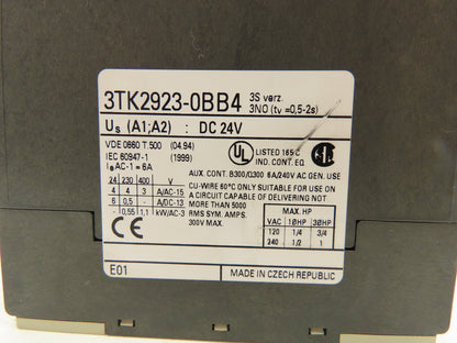 Siemens 3TK2923-0BB4 Delay Module 24VDC 240VAC 0.5-2s 1Hp