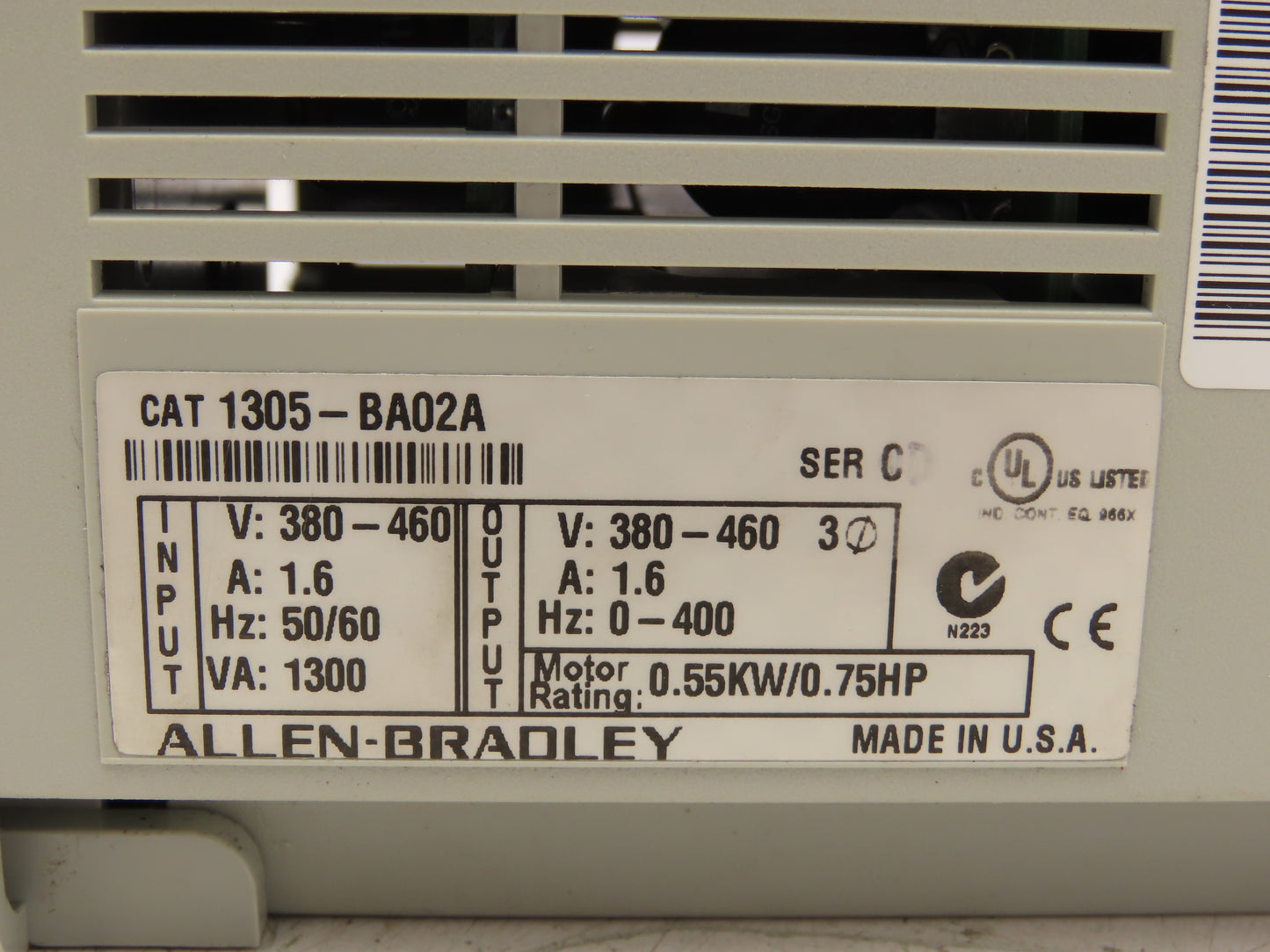 Allen Bradley 1305-BA02A 1305 Variable Frequency AC Drive .75Hp 460V 3PH Ser C