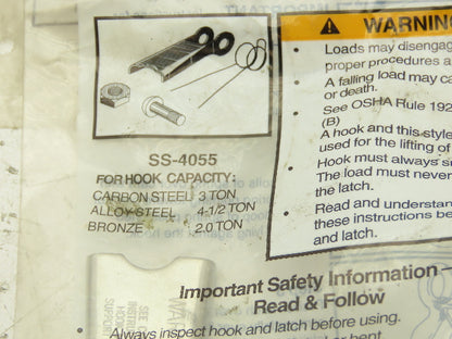Crosby SS-4055 Hook Latch Kit 4.5 Ton (Alloy Steel) Lot of 5