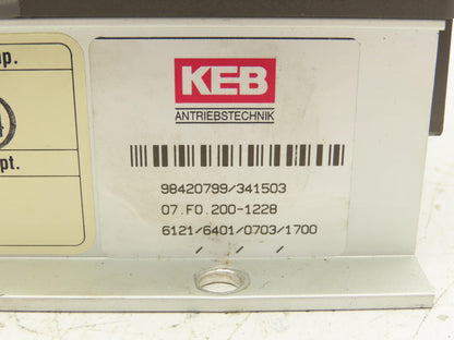 KEB 07.F0.200-1228 200-240VAC 1 PH Input 4.5A 750W Output Frequency Inverter